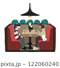 飲食店でお茶をする2人の女性のイラスト 122060240