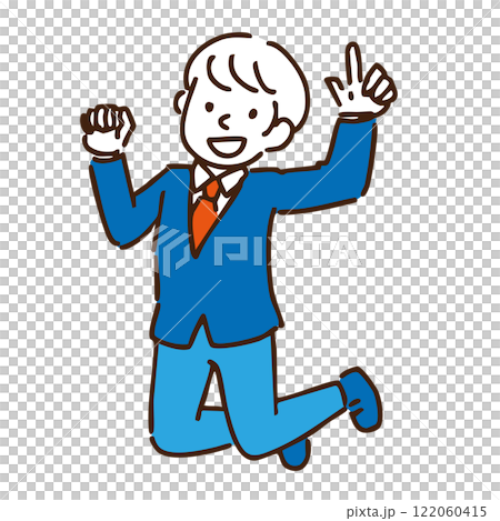ジャンプする制服姿の男子のイラスト 122060415