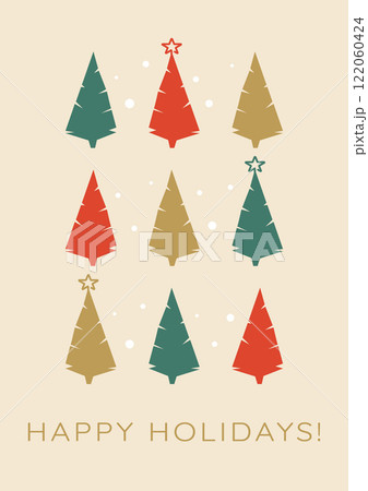 Christmas template with decorative Christmas Tree. Christmas greeting card vector illustration 122060424