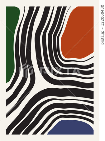 Abstract mid century colorful poster with geometric shapes. Modern Memphis minimalist flat art Abstract mid century colorful poster with geometric shapes. Modern Memphis minimalist flat art 122060430