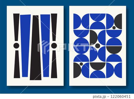 Bauhaus aesthetic vector poster design. Modernism template made with abstract geometric shapes Bauhaus aesthetic vector poster design. Modernism template made with abstract geometric shapes 122060451