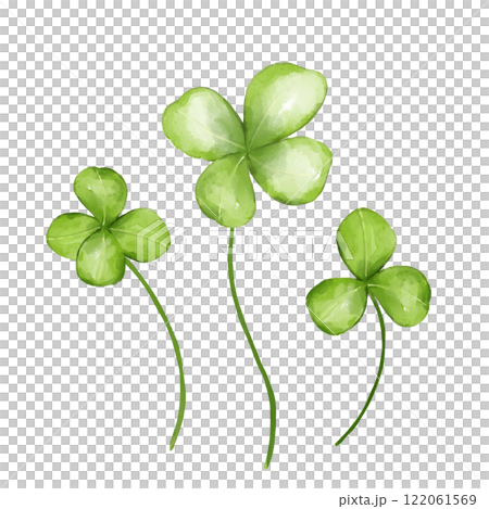 Green clover leaves. Watercolor illustration. 122061569