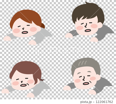 Set of exhausted people 122061762