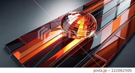 Beautiful closeup textures abstract tiles and black gold and yellow color glass pattern wall background and art wallpaper. Broadcast design opener screensaver. AI 122062500