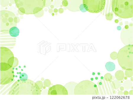 カラフルPOPな水彩の水玉模様　透過背景タイトルフレーム　コピースペース 122062678