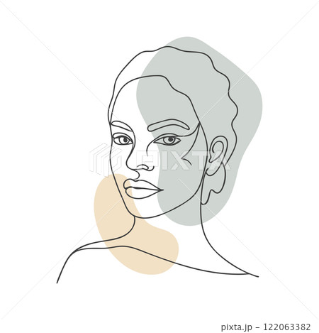 Abstract portrait of a beautiful young woman. Line art. Hand drawn illustration in sketch style. Abstract portrait of a beautiful young woman. Line art. Hand drawn illustration in sketch style. 122063382