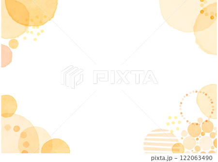 カラフルPOPな水彩の水玉模様　透過背景タイトルフレーム　コピースペース 122063490