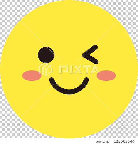 Facial expression icon yellow simple circle single wink Facial expression icon yellow simple circle single wink 122063644