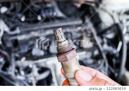 Oxygen sensor or O2 sensor of car engine , Automotive parts concept 122063659