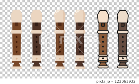 Cute recorder illustration material set 122063932