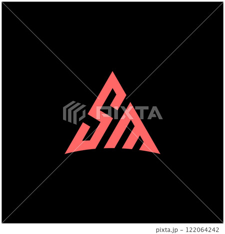 Initial Letter SM Linked Triangle Design Logo 122064242