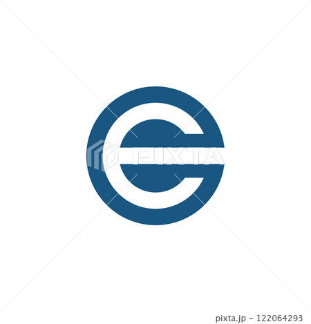 E logo vector blue rounded 122064293
