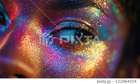 キラキラと輝く虹色の背景デザイン 122064554