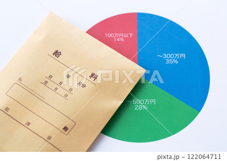 年収グラフと給料袋 122064711