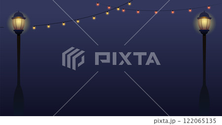 The lantern shines at night. The garland in the sky will light up. celebration and light. The lantern shines at night. The garland in the sky will light up. celebration and light. 122065135