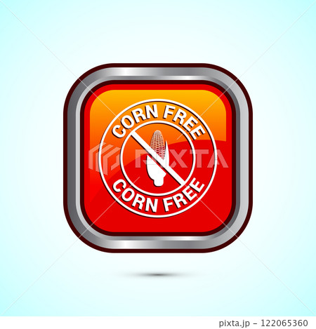 Corn free icon design illustration. Natural products, allergens, Food Intolerance. Button design 122065360