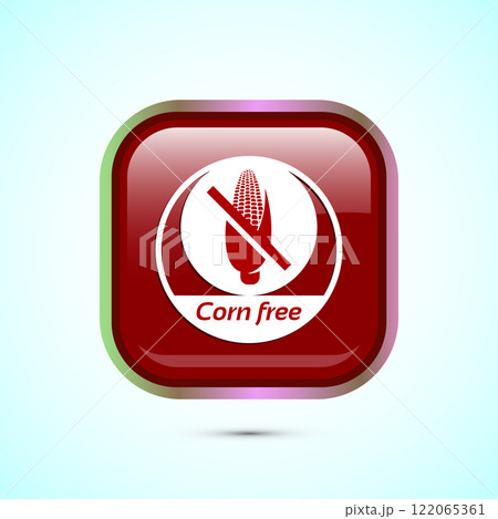 Corn free icon design illustration. Natural products, allergens, Food Intolerance. Button design 122065361