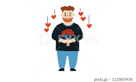 Man Holding Red Roses in Flat Style Vector Art Man Holding Red Roses in Flat Style Vector Art 122065430
