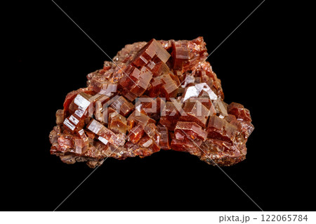 Macro mineral stone Vanadinite on a black background Macro mineral stone Vanadinite on a black background 122065784
