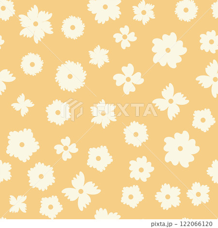 Decorative seamless vintage pattern in classic style with small flowers, ditsy. Silhouettes of flowers, Two-color ornament in pastel colors 122066120