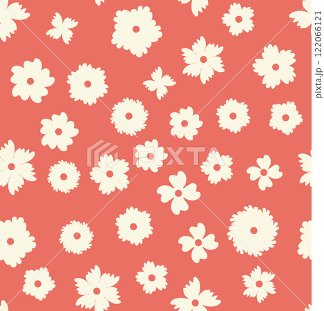 Decorative seamless vintage pattern in classic style with small flowers, ditsy. Silhouettes of flowers, Two-color ornament in pastel colors Decorative seamless vintage pattern in classic style with small flowers, ditsy. Silhouettes of flowers, Two-color ornament in pastel colors 122066121