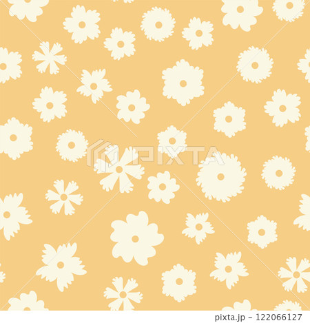 Decorative seamless vintage pattern in classic style with small flowers, ditsy. Silhouettes of flowers, Two-color ornament in pastel colors 122066127