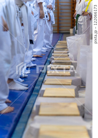 Young Kyokushin fighters demonstrate their strength and skill 122066173