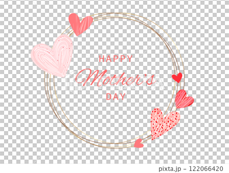 Pink and red hearts circle frame. Mother's Day design 122066420