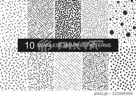 Swatches memphis patterns - seamless. Retro fashion style 80-90s. 122066468