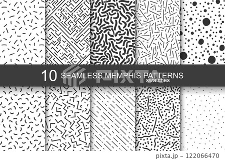 Collection of swatches memphis patterns - seamless. 122066470
