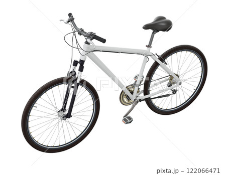 White bicycle, side top view isolated on white background, 3D illustration 122066471