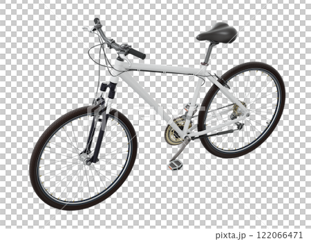 White bicycle, side top view isolated on white background, 3D illustration 122066471