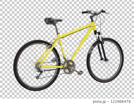 Yellow bicycle, top back view isolated on white background, 3D illustration 122066478