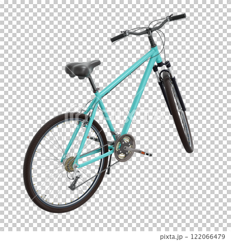 Blue teal bicycle standing on kickstand Blue teal bicycle standing on kickstand 122066479