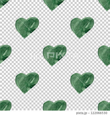 Hand drawn hearts. Green watercolor. Seamless festive pattern for your design Hand drawn hearts. Green watercolor. Seamless festive pattern for your design 122066530