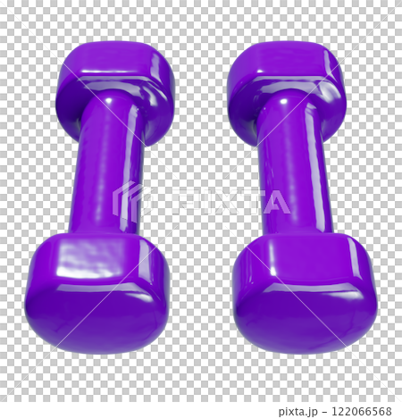 Blank Round vinyl rubber Dumbbells, weightlifting gym equipment side view 122066568