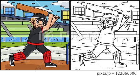 Cricket Player Swinging the Bat Illustration Cricket Player Swinging the Bat Illustration 122066606