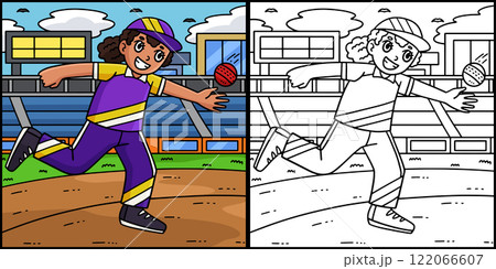 Cricket Female Fielder Catching Ball Illustration  122066607
