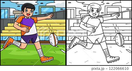Rugby Player doing a Short Punt Illustration 122066610