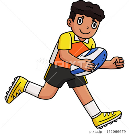 Rugby Player Running the Ball Cartoon Clipart Rugby Player Running the Ball Cartoon Clipart 122066679
