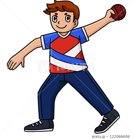 Cricket Bowler Ready to Throw the Ball Clipart 122066686