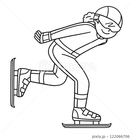 Speed Skating Female with Hands Behind Isolated  122066706