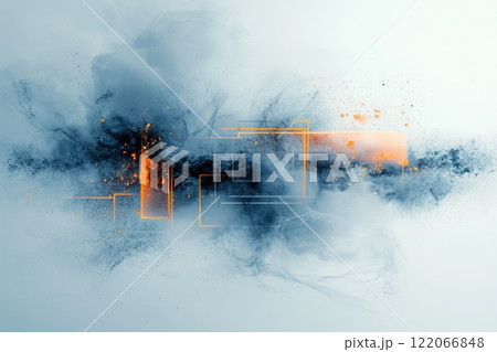 A blue and orange explosion in the sky with a white background A blue and orange explosion in the sky with a white background 122066848