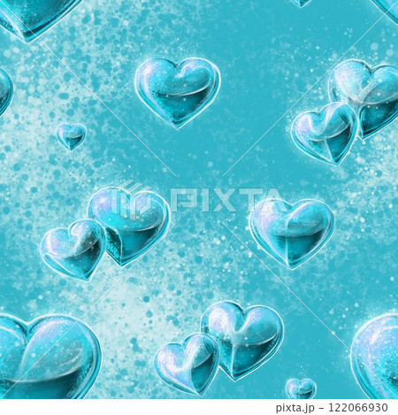 Seamless pattern with hearts on the blue background.  122066930