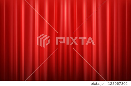 Red Curtain Draping Wave Pleat Curtains Theater Stage Background Red Curtain Draping Wave Pleat Curtains Theater Stage Background 122067802