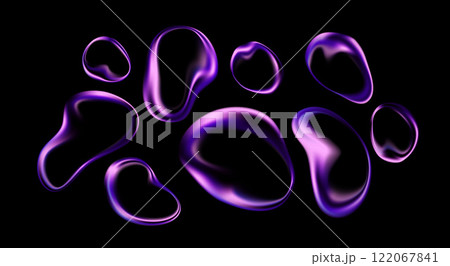 Abstract Purple Liquid Shapes on Black Background. Vivid abstract purple liquid shapes with a glowing appearance against a black background. Vector illustration Abstract Purple Liquid Shapes on Black Background. Vivid abstract purple liquid shapes with a glowing appearance against a black background. Vector illustration 122067841
