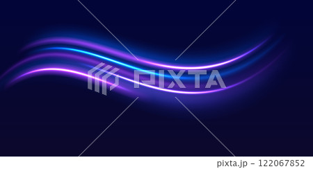 Speed police line. Laser beams, horizontal light rays. Magic shining neon light line trails. Purple glowing wave swirl, impulse cable lines. High speed effect motion blur night lights Speed police line. Laser beams, horizontal light rays. Magic shining neon light line trails. Purple glowing wave swirl, impulse cable lines. High speed effect motion blur night lights 122067852