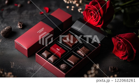 バレンタインデーのモチーフとコピースペース 122068261