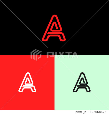 Letter A logo monogram, design thin line hipster AA emblem 122068676