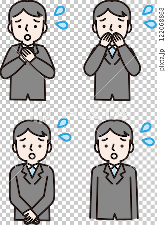 A man in a suit who is in a hurry: Illustration material, upper body 122068868